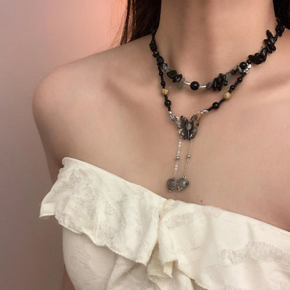 Accessories Vintage Stone Butterfly Choker Necklace