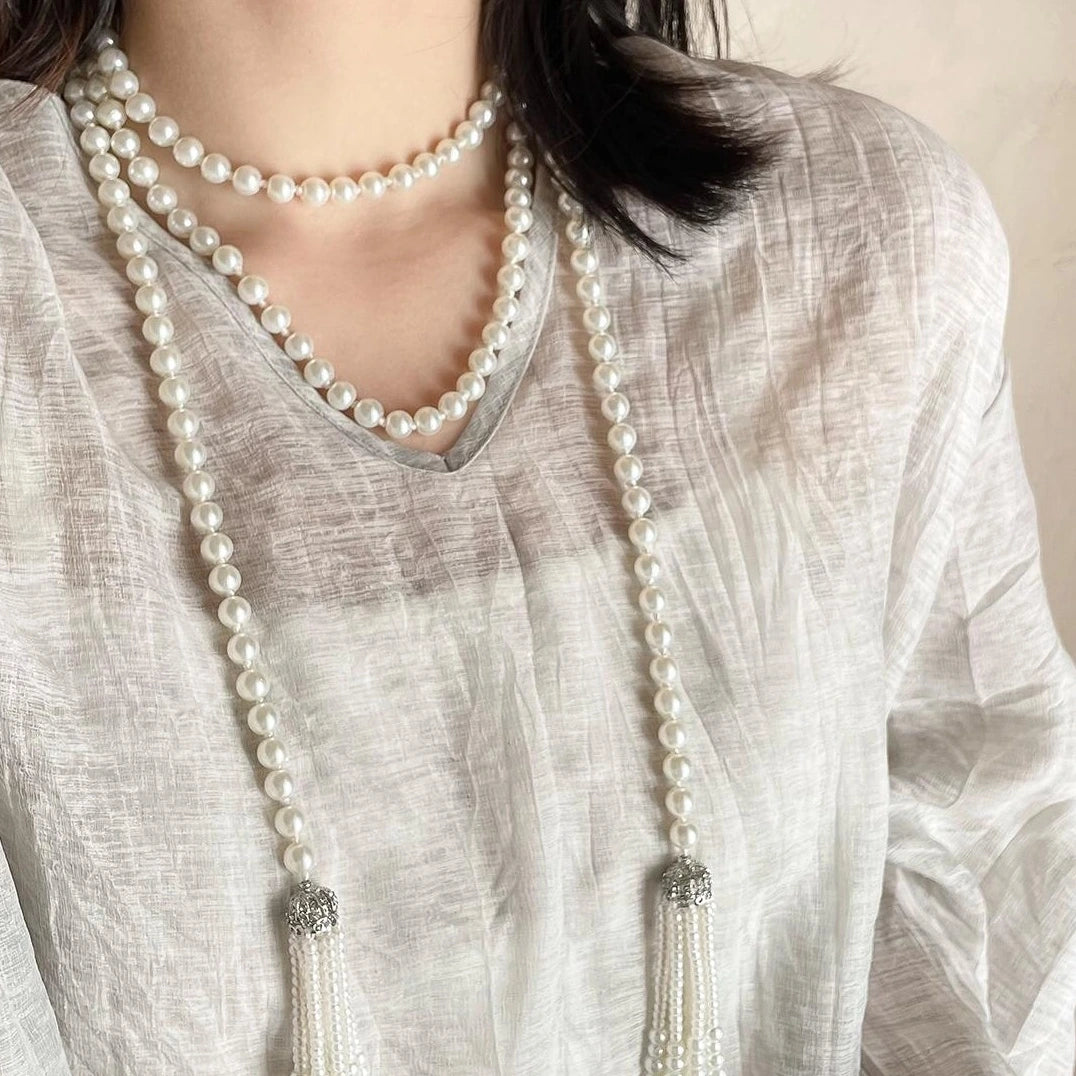 Accessories Vintage Tassel Pearl Layered Necklace