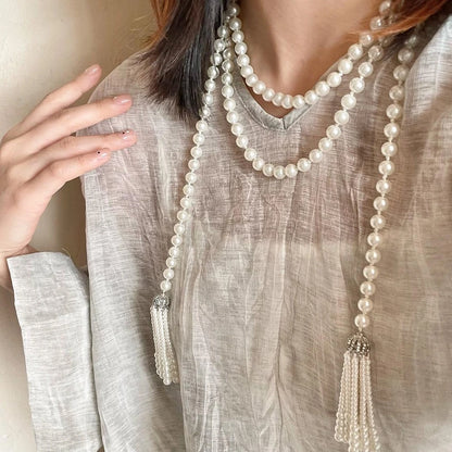 Accessories Vintage Tassel Pearl Layered Necklace