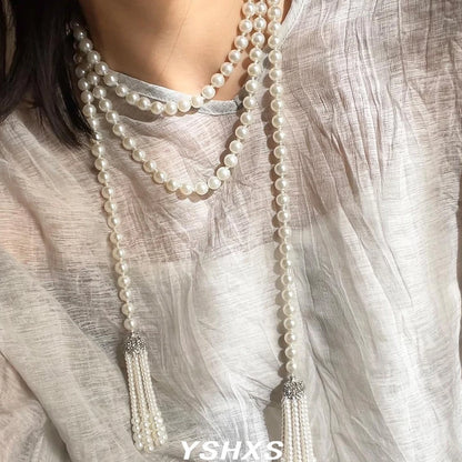 Accessories Vintage Tassel Pearl Layered Necklace