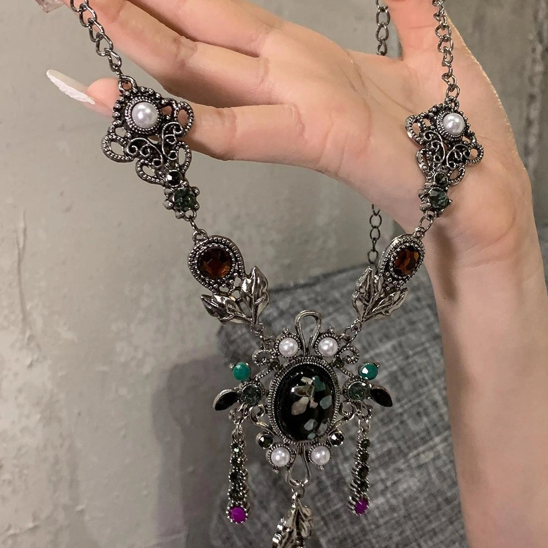 Accessories Vintage Tassel Pendant Choker Necklace