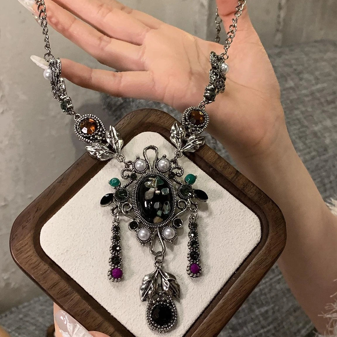 Accessories Vintage Tassel Pendant Choker Necklace