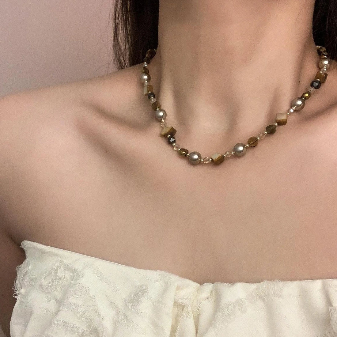 Accessories Vintage Tiger Eye Beaded Necklace
