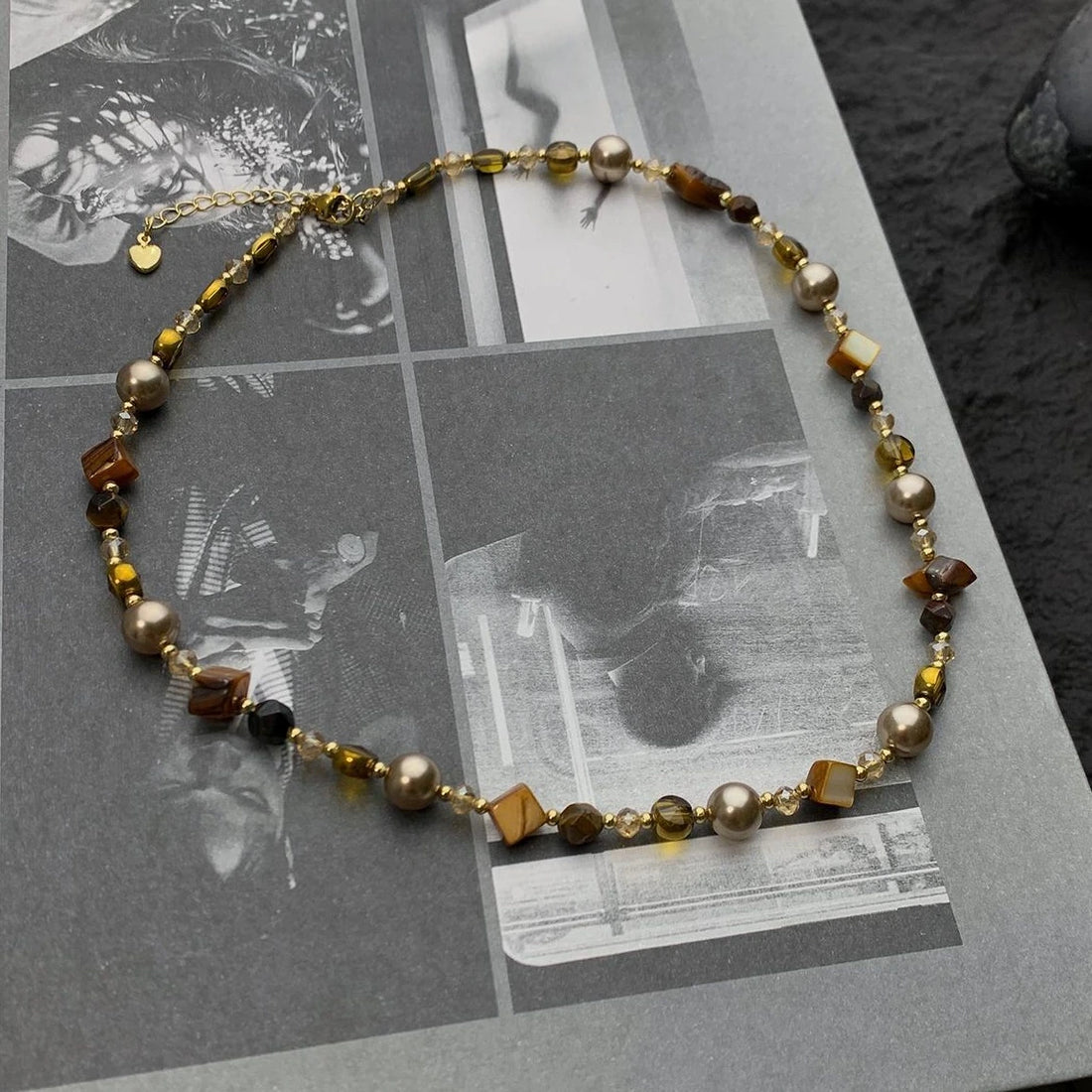Accessories Vintage Tiger Eye Beaded Necklace