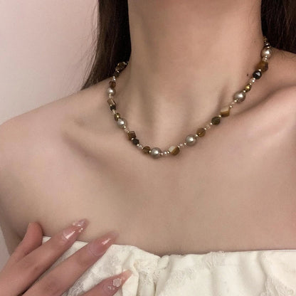 Accessories Vintage Tiger Eye Beaded Necklace
