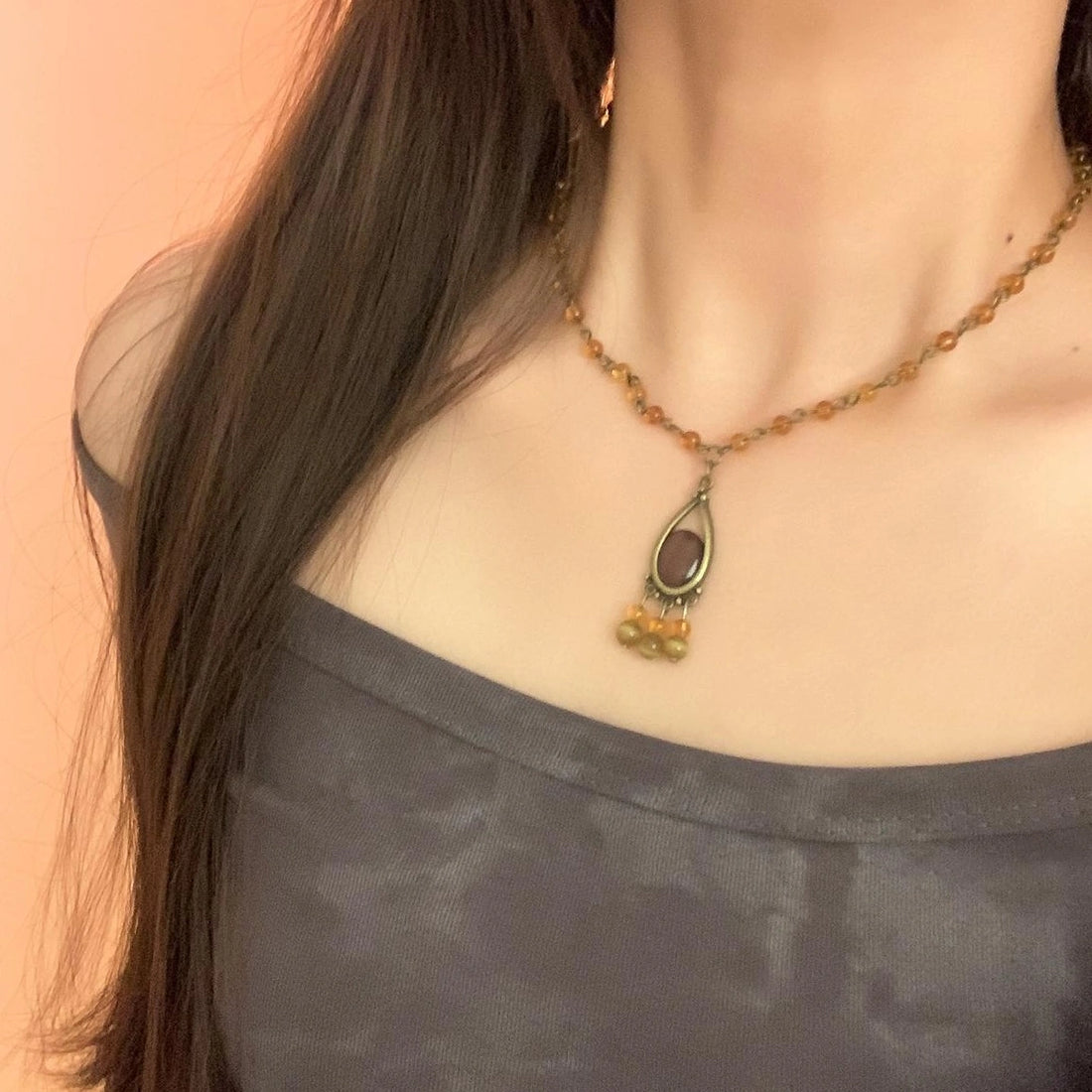 Accessories Vintage Waterdrop Tassel Chain Necklace