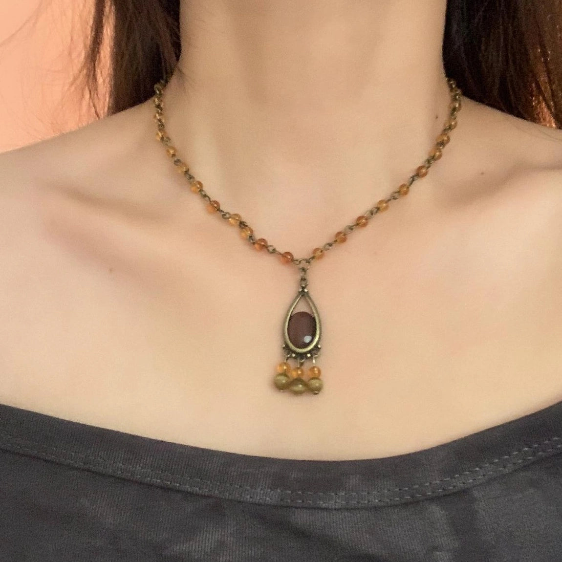 Accessories Vintage Waterdrop Tassel Chain Necklace