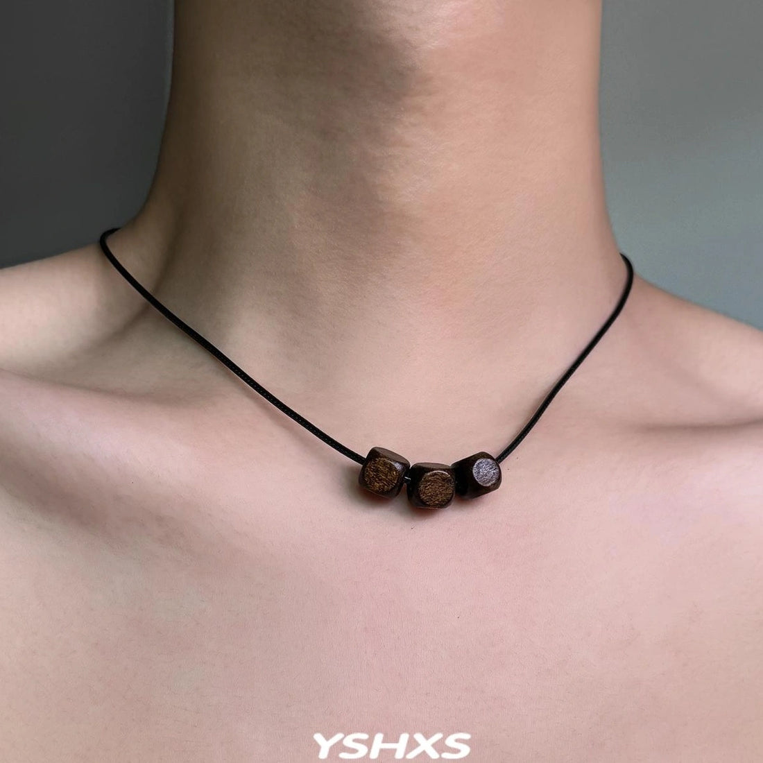 Accessories Vintage Wood Bead Leather Choker Necklace