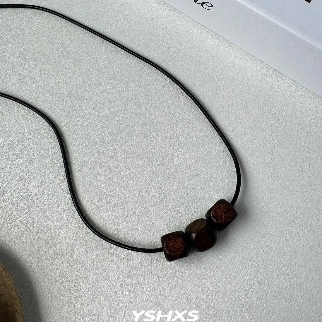 Accessories Vintage Wood Bead Leather Choker Necklace
