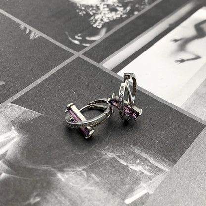Accessories Violet French Cross Minimalist Earrings