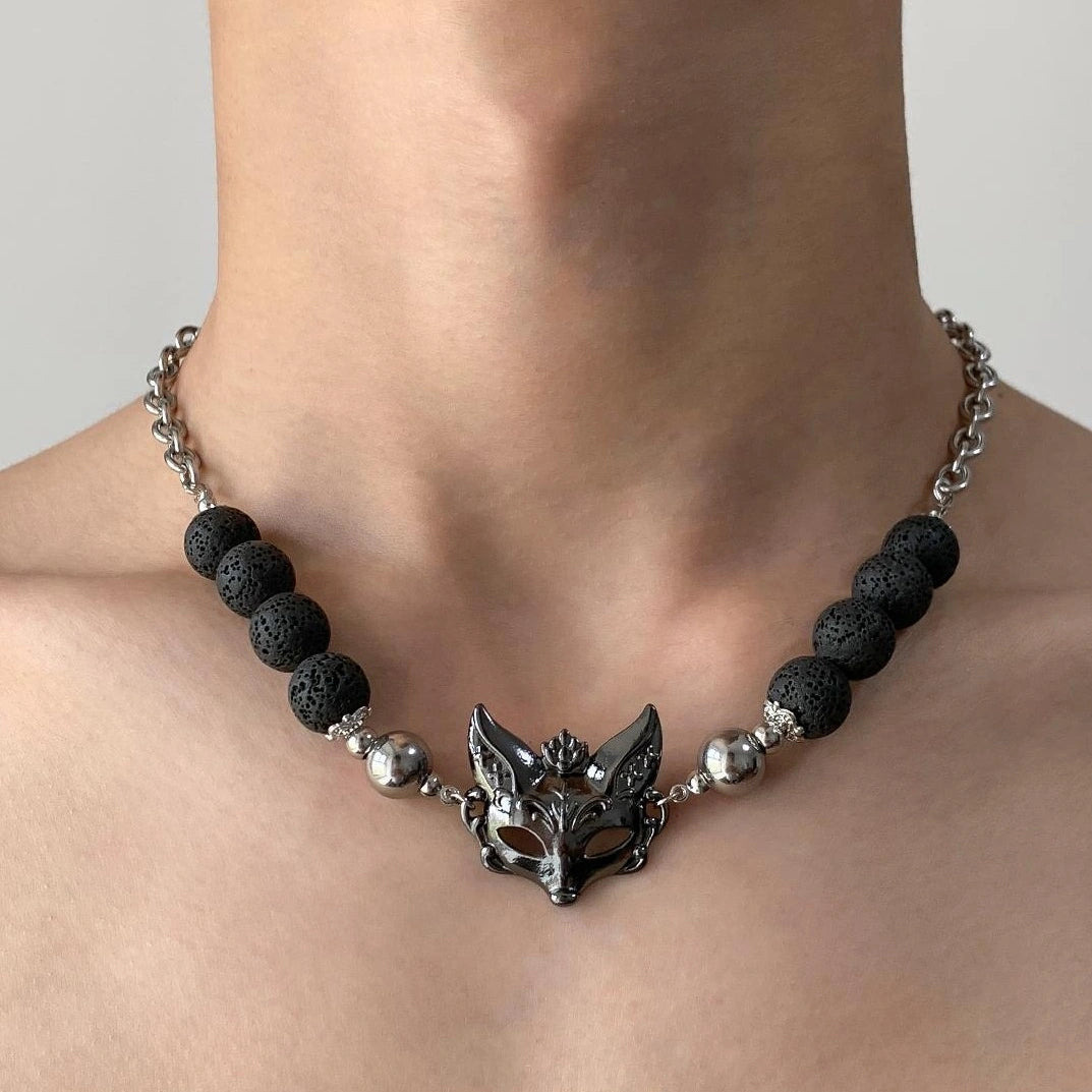 Accessories Volcanic Stone Fox Mask Punk Choker