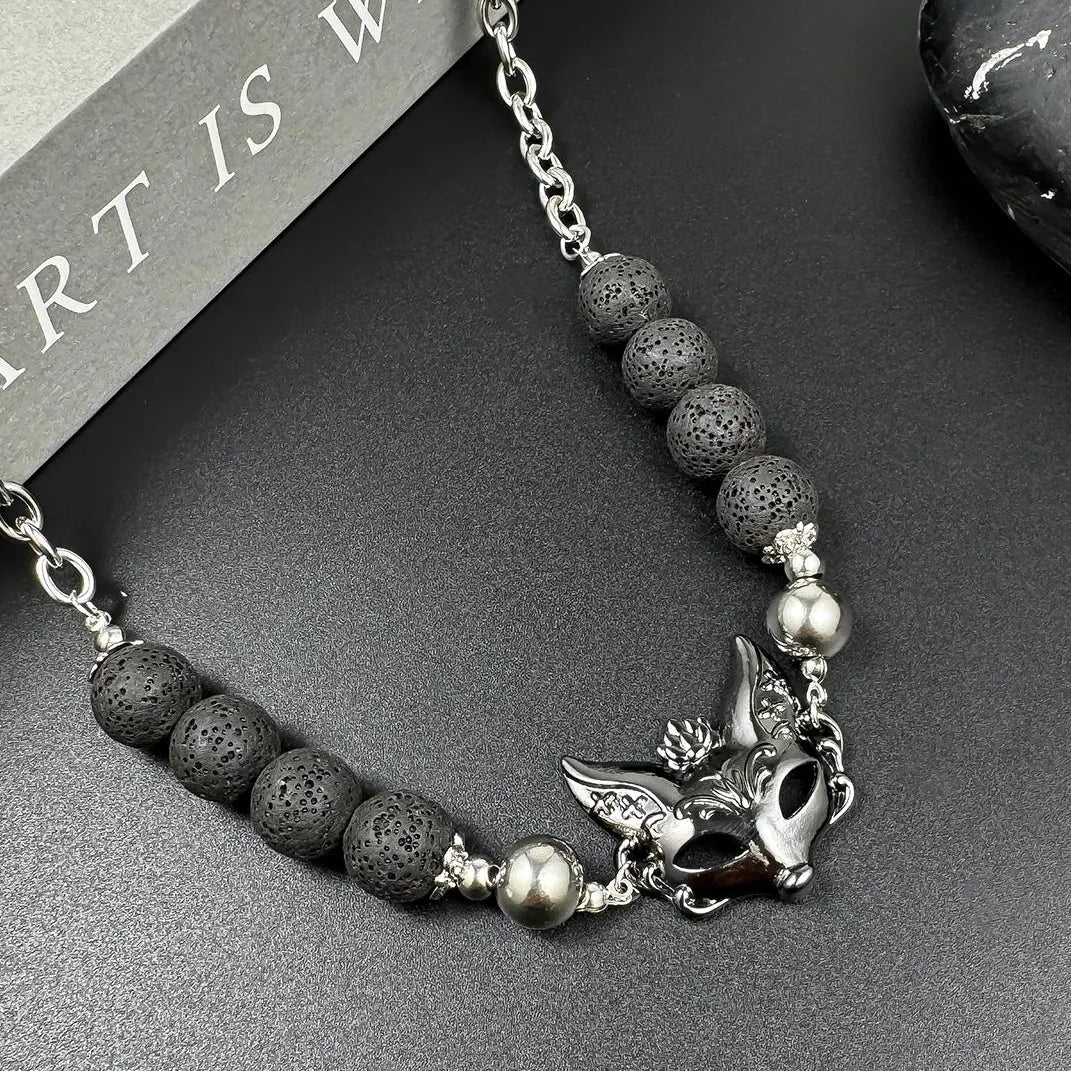 Accessories Volcanic Stone Fox Mask Punk Choker