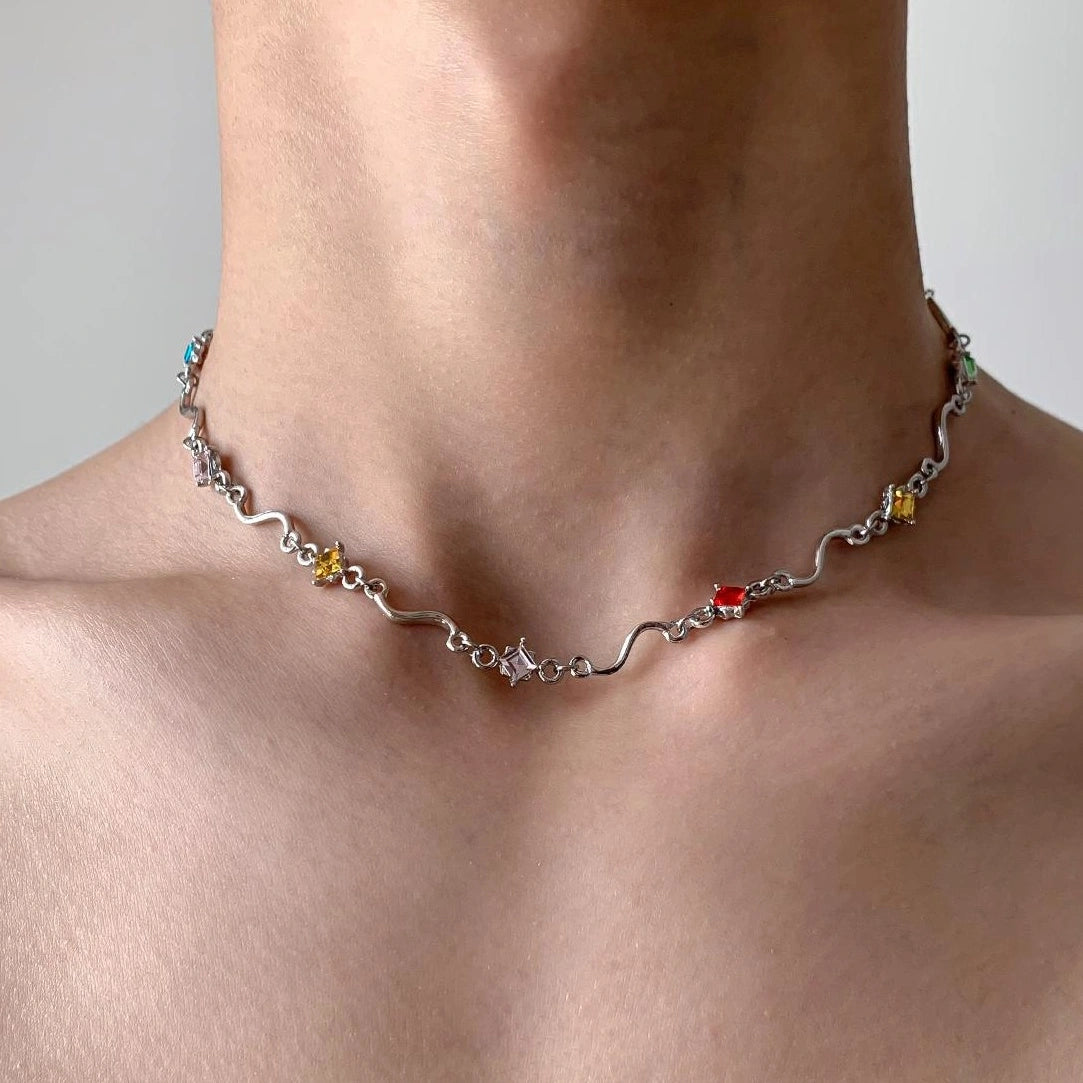 Accessories Wave Zircon Necklace