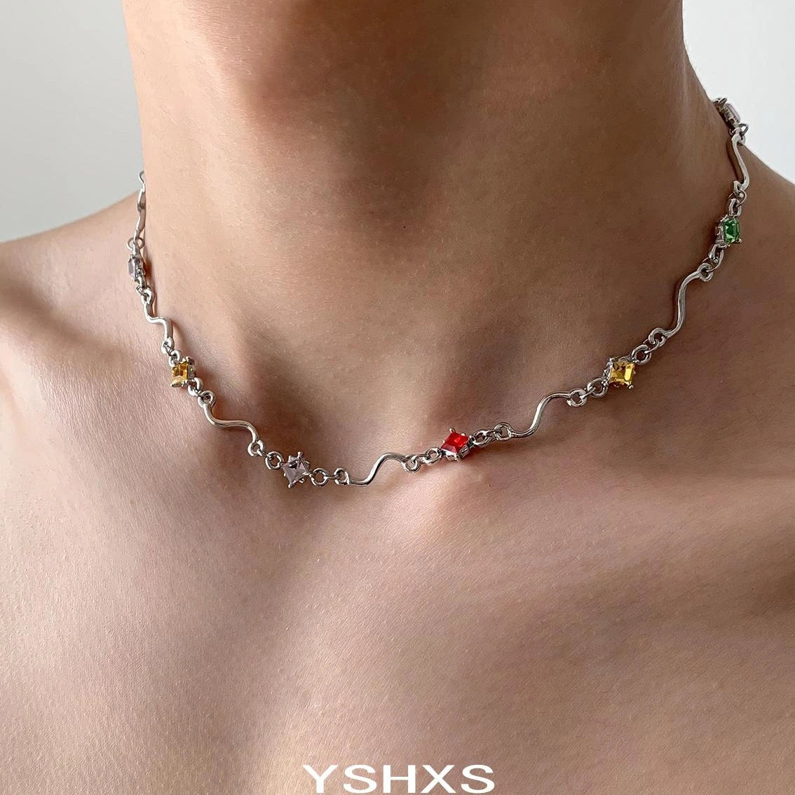 Accessories Wave Zircon Necklace
