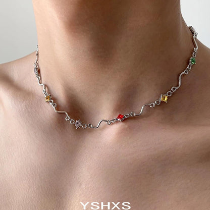 Accessories Wave Zircon Necklace