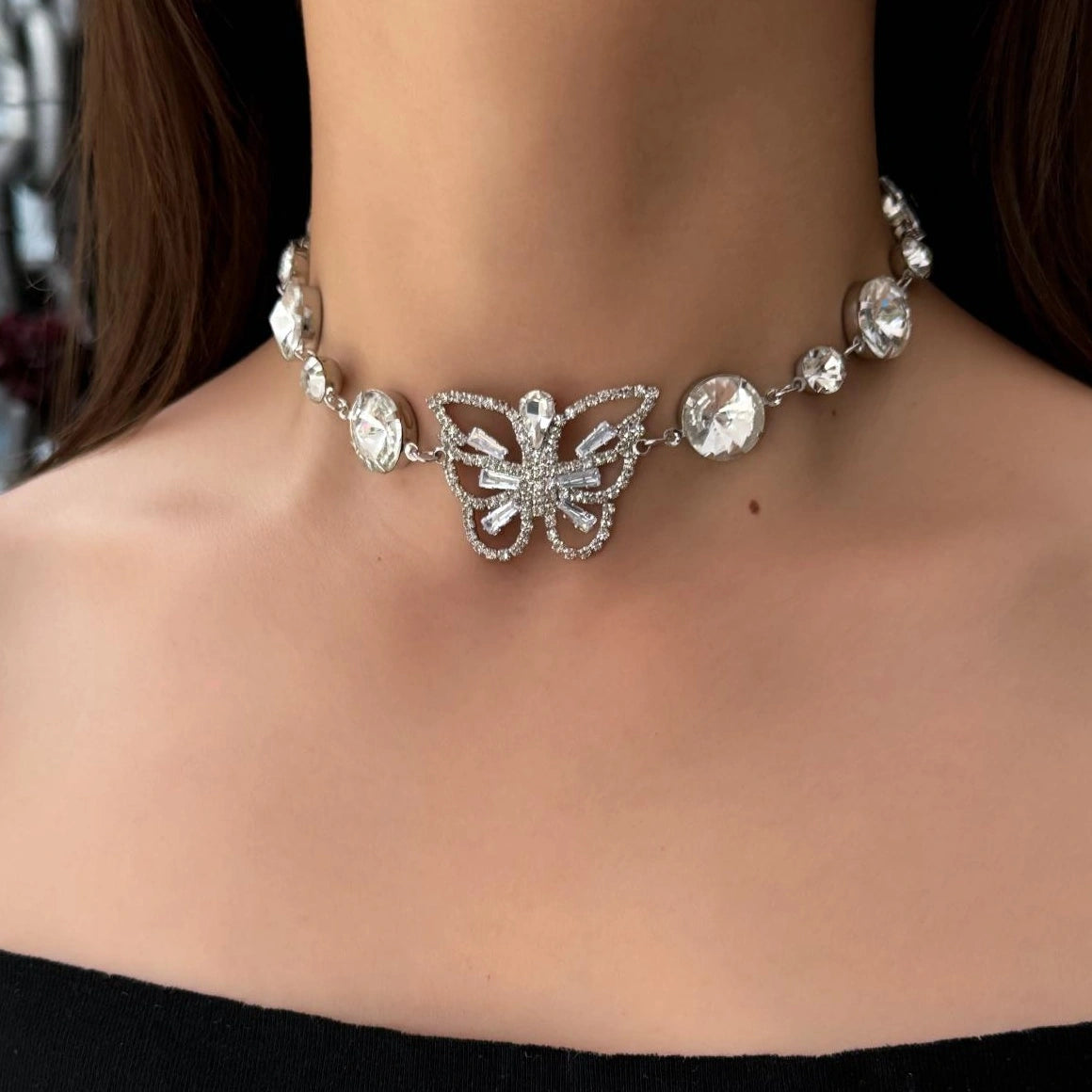 Accessories Y2K Crystal Butterfly Necklace