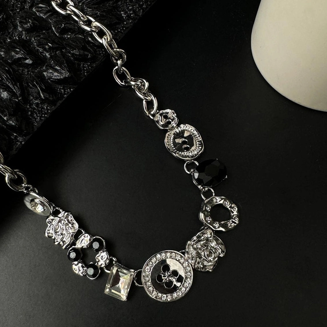 Accessories Y2K Vintage Button Choker Necklace