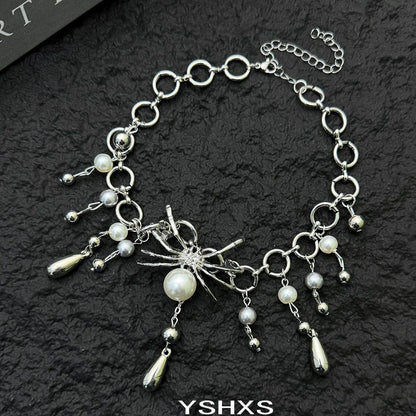Accessories Y2k Pearl Drip Spider Choker Necklace
