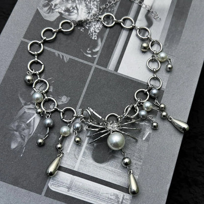 Accessories Y2k Pearl Drip Spider Choker Necklace