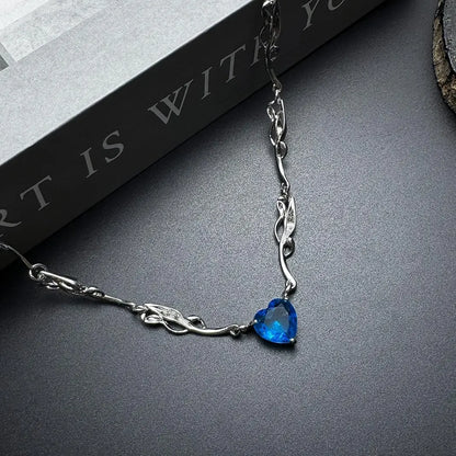Accessories Y 2 K Blue Heart Pendant Choker Necklace