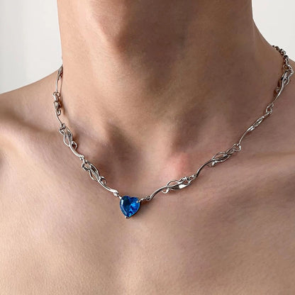 Accessories Y 2 K Blue Heart Pendant Choker Necklace