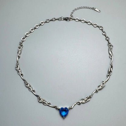 Accessories Y 2 K Blue Heart Pendant Choker Necklace
