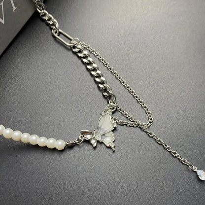 Accessories Zircon Fringe Pearl Choker Necklace