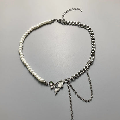 Accessories Zircon Fringe Pearl Choker Necklace