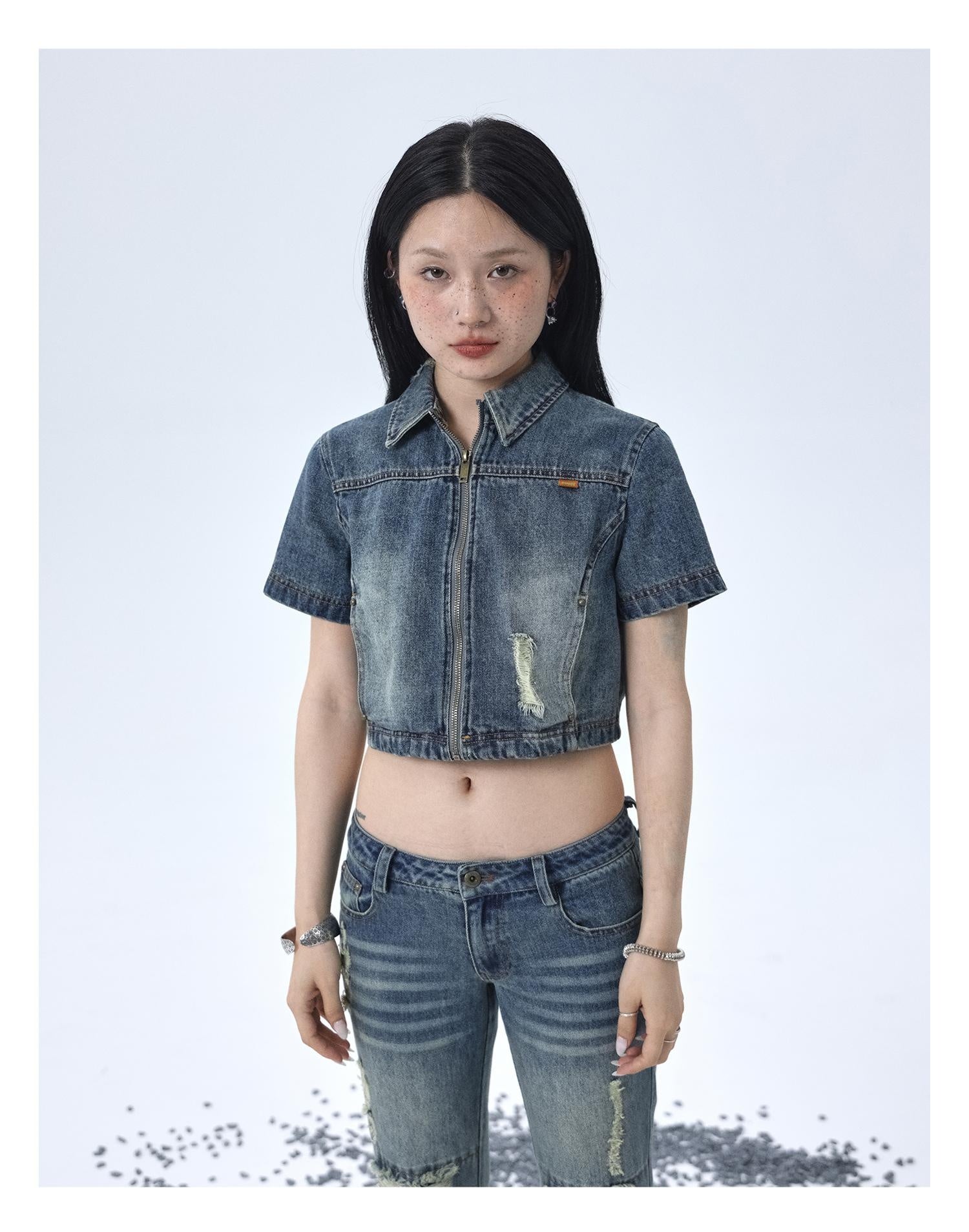 Achihara 1988 Denim Set Top Early Autumn Coat WomenS Versatile Piercing Open Top 25_94e01b5e f601 4022 b6e1 646d6eb5469d