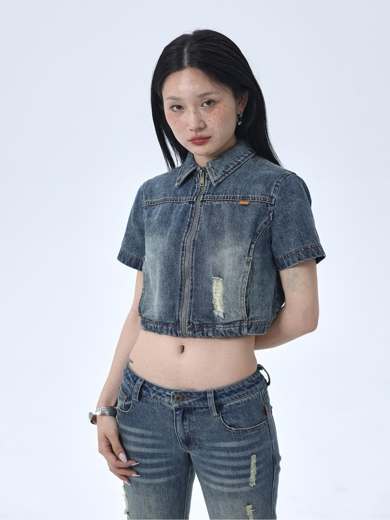 Achihara 1988 Denim Set Top Early Autumn Coat WomenS Versatile Piercing Open Top 26_06cd1793 7436 4765 b833 3a52f4ba537f