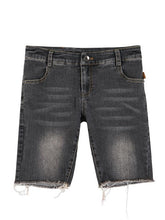 Achihara 2024 Summer And Autumn New Straight Leg Short Denim Five Quarter Pants Retro Distressed Washed Shorts 7