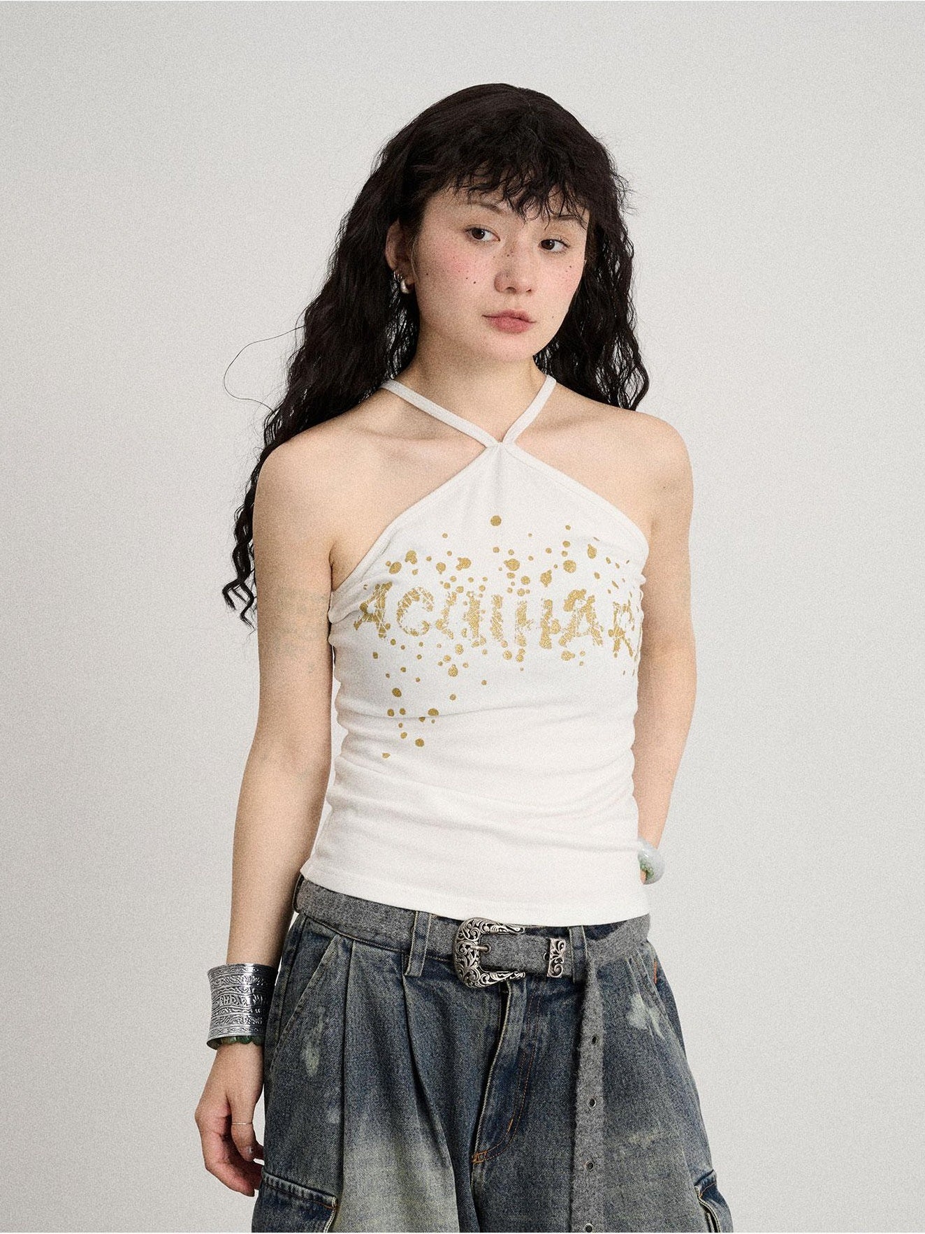 Achihara Bangkok Beach Hot Stamping WomenS Sleeveless Top Can Be Worn Both Inside And Outside  Paired With Autumn Winter Hanging Neck Camisole Vest 37