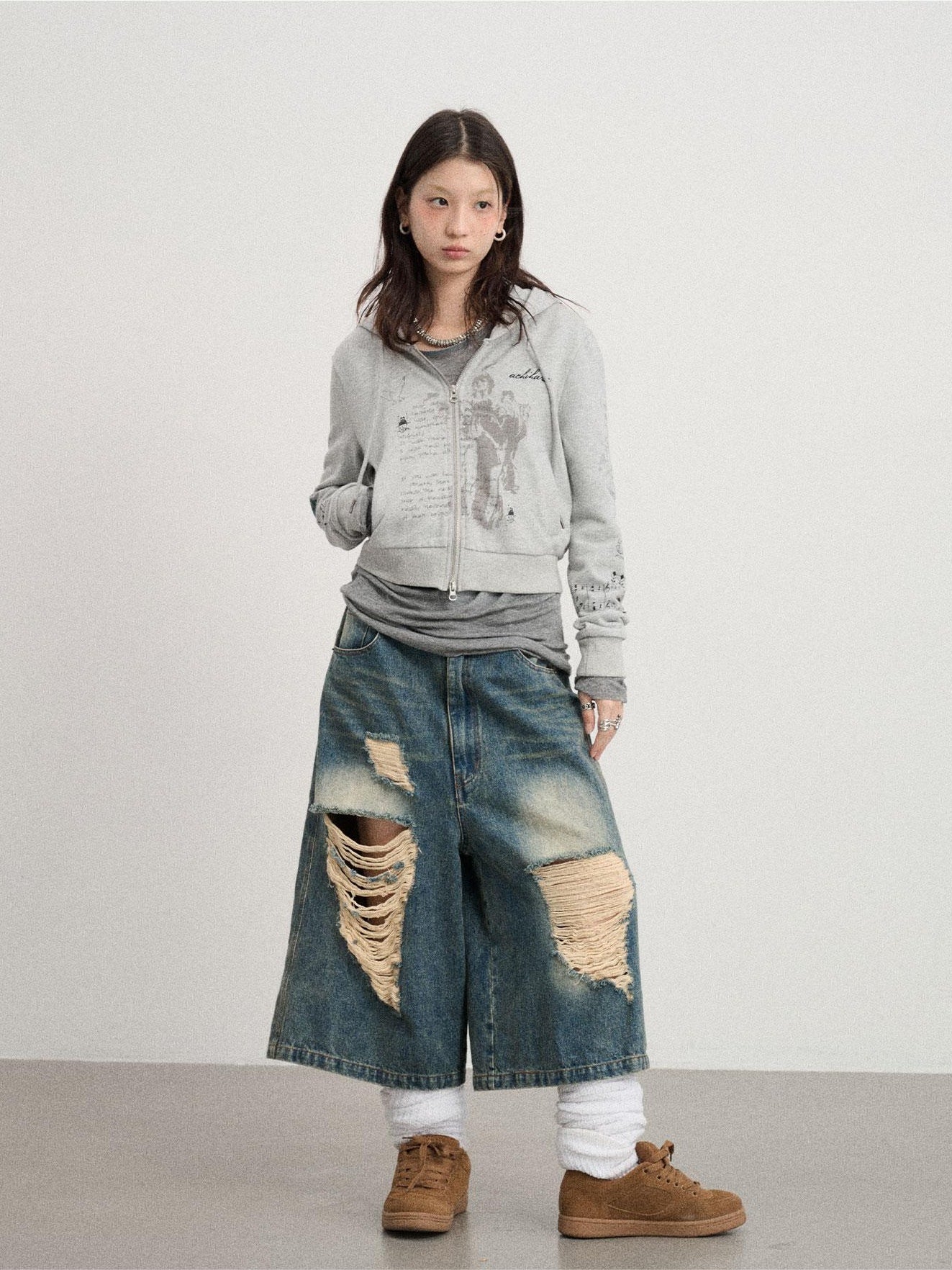 Achihara Beach Casual Jeans Pants Workwear New Autumn And Winter Ripped 20