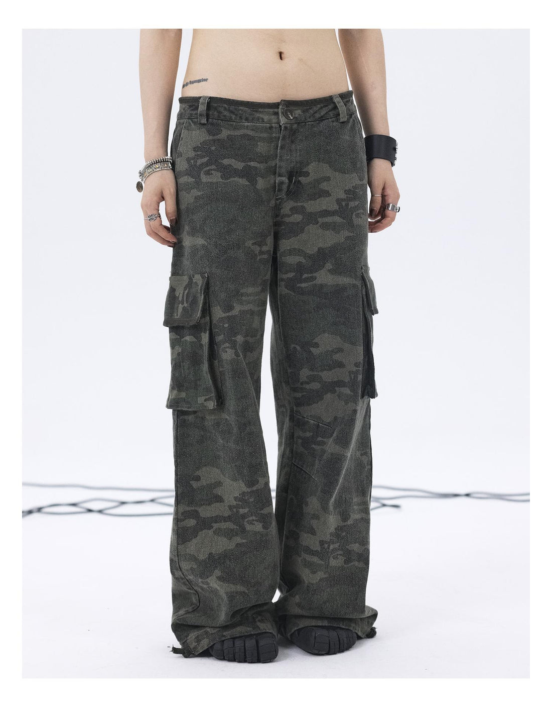 Achihara Cargo Pants Camouflage Pants Retro Wide Leg Casual Work 21