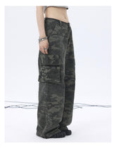 Achihara Cargo Pants Camouflage Pants Retro Wide Leg Casual Work 23