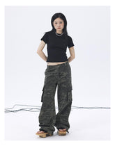 Achihara Cargo Pants Camouflage Pants Retro Wide Leg Casual Work 39