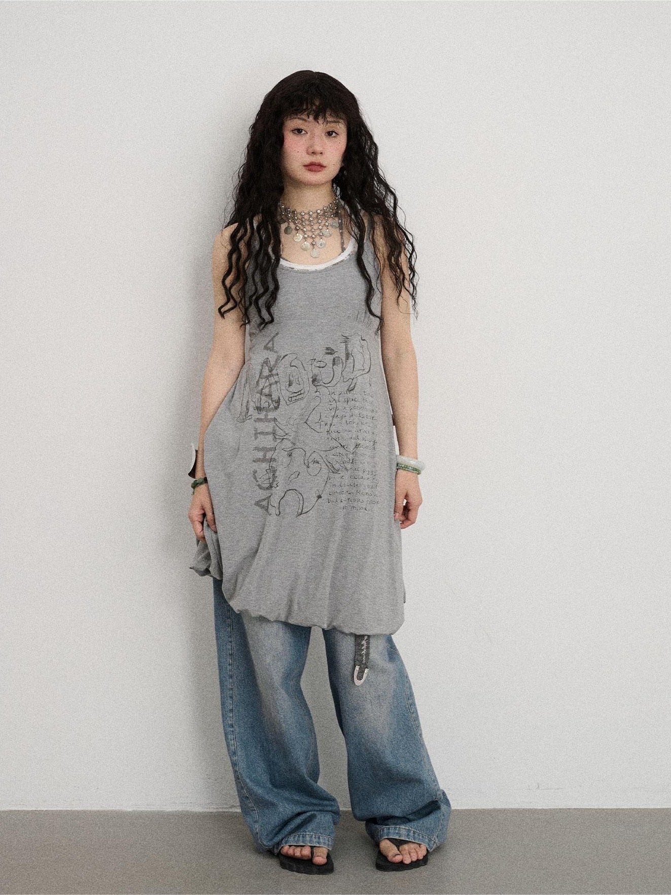 Achihara Emotional Parachute Tank Top  Sleeveless Skirt  Summer And Autumn  Inner Outer Belt  Suspender Dress 20