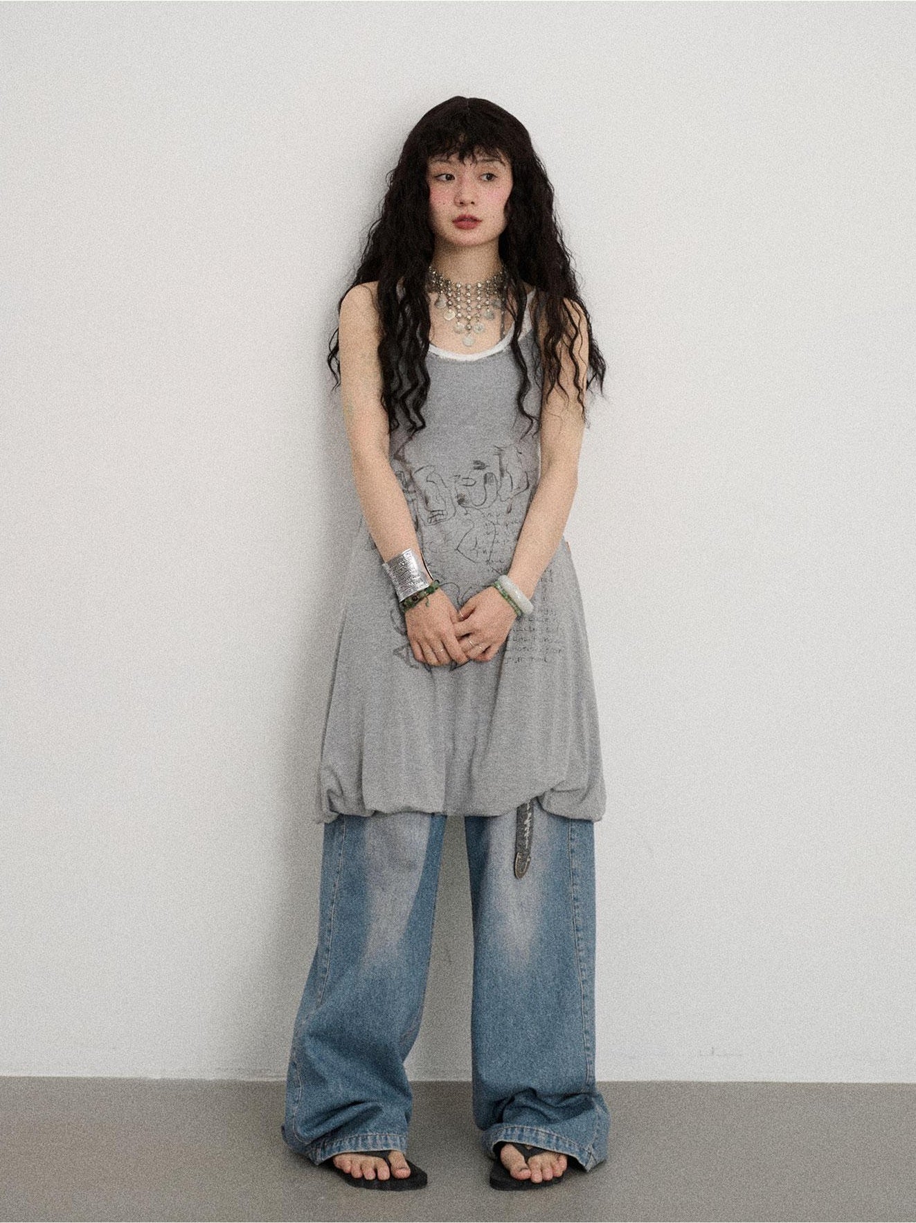 Achihara Emotional Parachute Tank Top  Sleeveless Skirt  Summer And Autumn  Inner Outer Belt  Suspender Dress 23