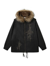 Achihara Medieval Star Chain Top 2024 New Wool Collar Winter Coat Chain Windbreaker Cotton Jacket 6