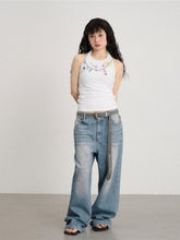 Achihara Mint Cowboy Wide Leg Long Pants Thin  Floor Dragging Casual Autumn Winter Loose Light Color Jeans 20