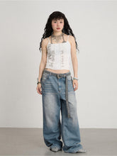 Achihara Mint Cowboy Wide Leg Long Pants Thin  Floor Dragging Casual Autumn Winter Loose Light Color Jeans 21