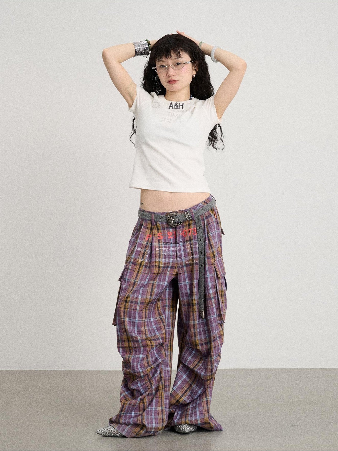 Achihara No Story Wide Leg Pants Floor Dragging Casual 2024 Autumn Winter Edition Checkered Work 19