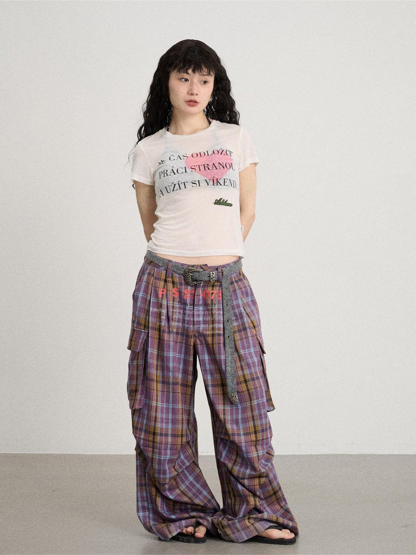 Achihara No Story Wide Leg Pants Floor Dragging Casual 2024 Autumn Winter Edition Checkered Work 20