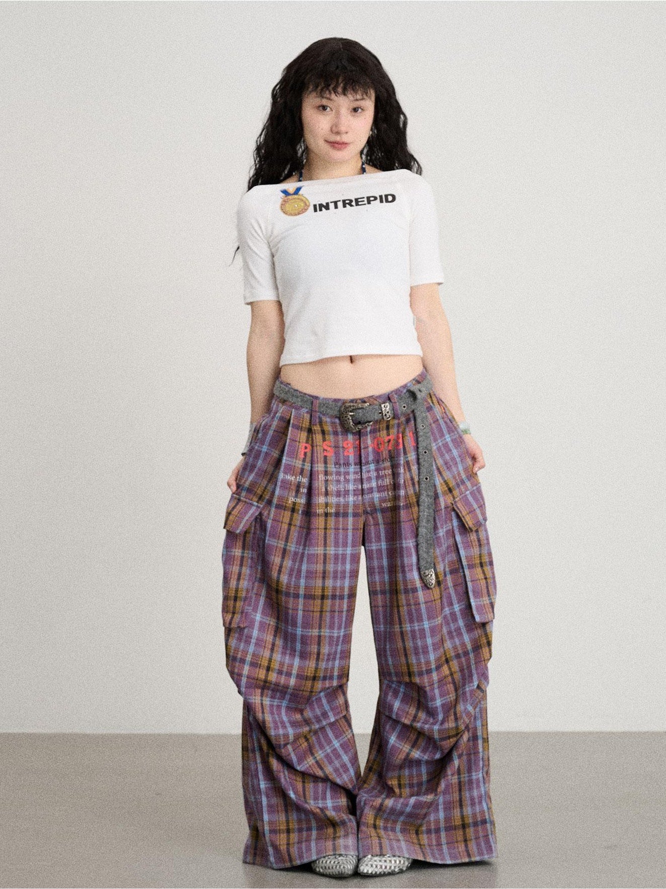 Achihara No Story Wide Leg Pants Floor Dragging Casual 2024 Autumn Winter Edition Checkered Work 21