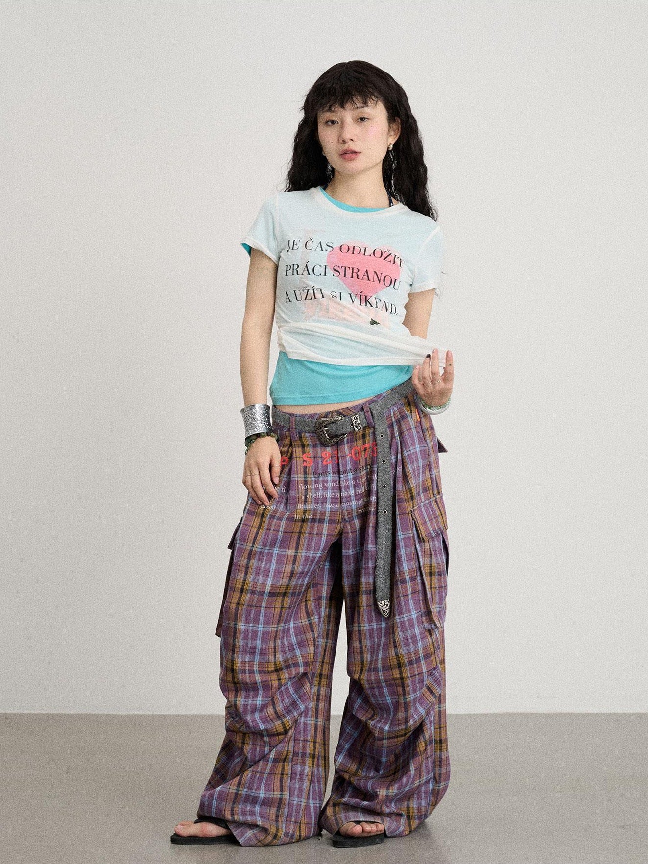 Achihara No Story Wide Leg Pants Floor Dragging Casual 2024 Autumn Winter Edition Checkered Work 22