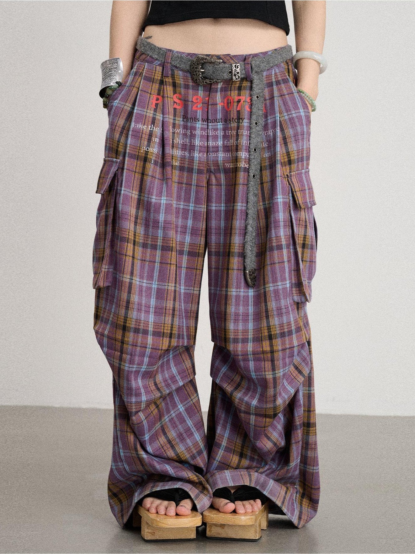 Achihara No Story Wide Leg Pants Floor Dragging Casual 2024 Autumn Winter Edition Checkered Work 23