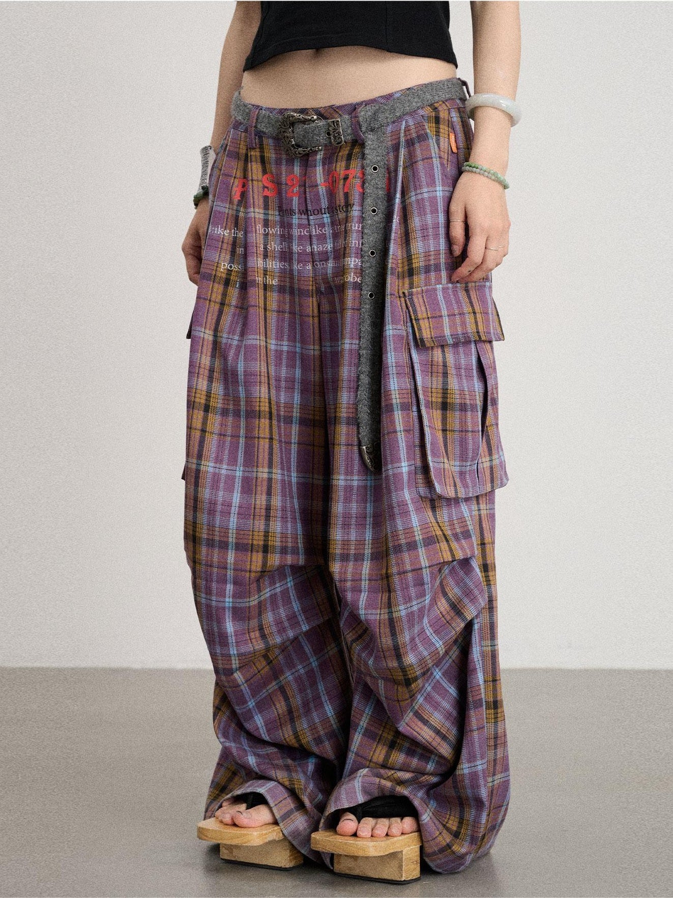 Achihara No Story Wide Leg Pants Floor Dragging Casual 2024 Autumn Winter Edition Checkered Work 24