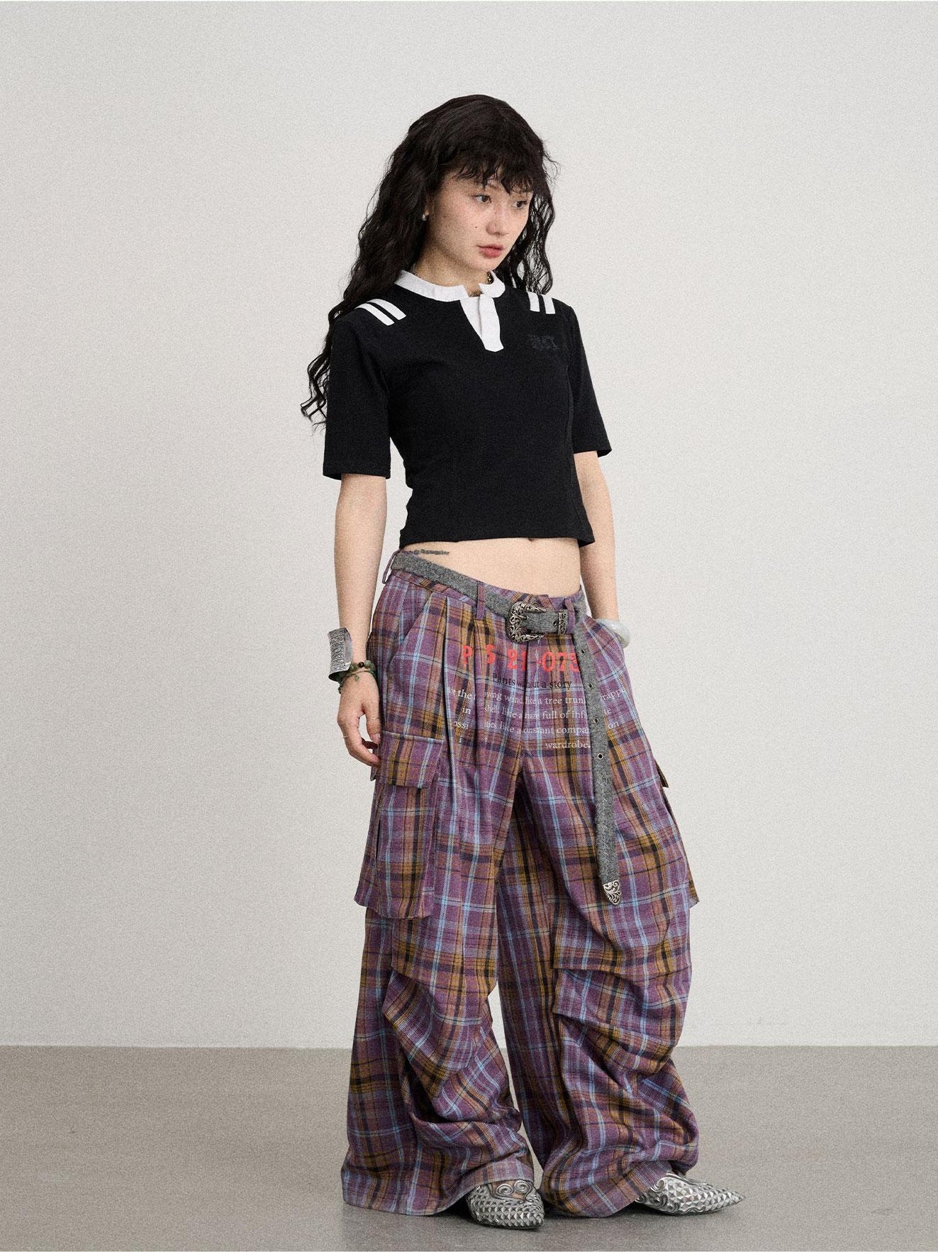 Achihara No Story Wide Leg Pants Floor Dragging Casual 2024 Autumn Winter Edition Checkered Work 27