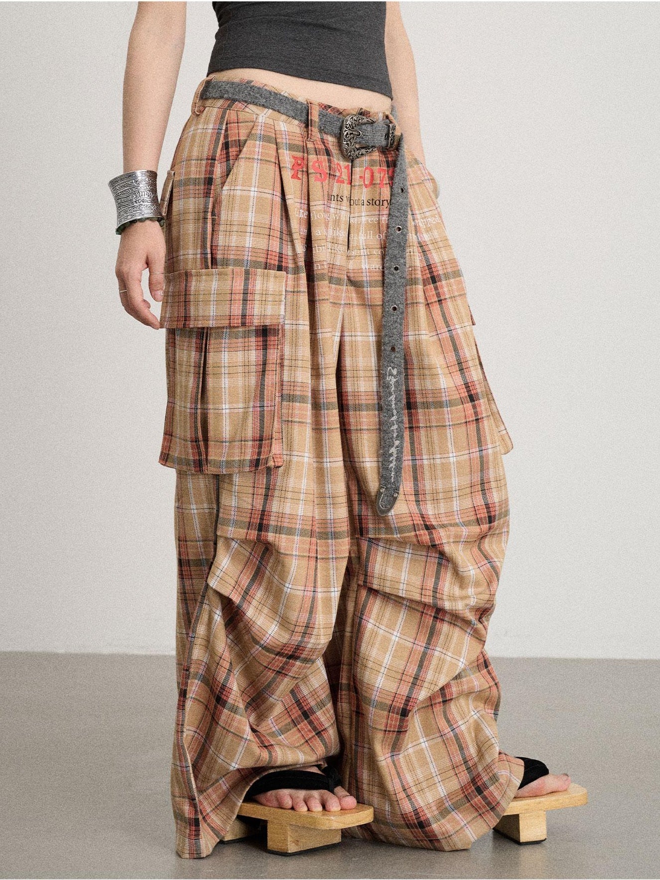 Achihara No Story Wide Leg Pants Floor Dragging Casual 2024 Autumn Winter Edition Checkered Work 33