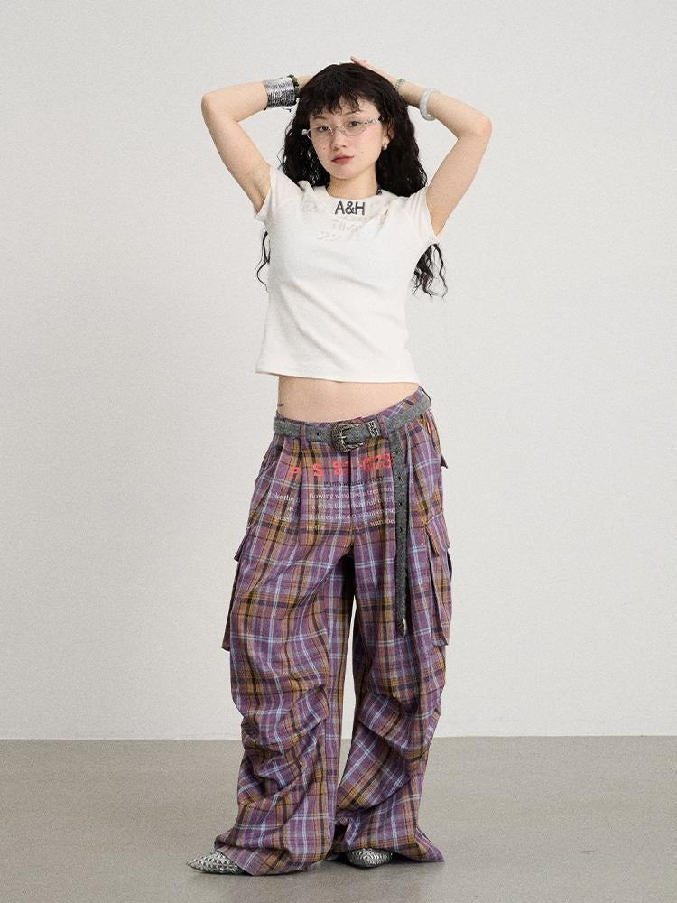 Achihara No Story Wide Leg Pants Floor Dragging Casual 2024 Autumn Winter Edition Checkered Work 5